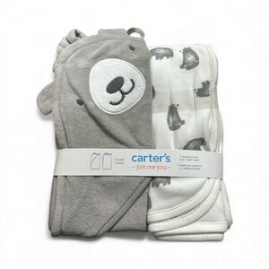 Carter’s Just One You Hooded Towel & Bath Towel Set – Bear Print – One Size